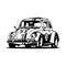 Illustration of a classic Volkswagen Beetle Herbie love bug car cartoon vector black and white