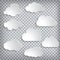 Illustration of clouds set on a chequered background