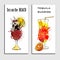 Illustration of cocktails menu drawing Tequila sunrise and sex on the beach with orange. Watercolor cocktail banners