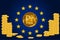 Illustration of coins with euro sign and ruble sign. The concept of the financial crisis in the world from the situation in