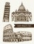 Illustration of Coliseum, Tower of Pisa, St. Peter\'s Basilica