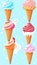 illustration of collection of ice cream, AI Generative Illustration Graphic Design Art Icon Symbol Sign Logo
