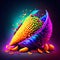 Illustration of Colorful Corns on Dark Background for Festival of Colors Generative AI