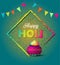 Illustration of colorful gulal powder color and Happy Holi Background