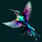 Illustration of a colorful hummingbird flying its wings in  isolated