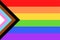 Illustration of colorful new Social Justice / Progress rainbow pride flag / banner of LGBTQ+ Lesbian, gay, bisexual, transgender