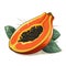 Illustration of colorful papaya on white background.