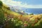 Illustration of Colorful wildflowers along the Pacific Coast in California, Humanly enhanced and AI-Generated image