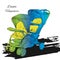 illustration of colorfull Double twin Stroller, Carriage, Pram.