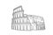 Illustration of Colosseum, architecture sketch on white background