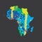 Illustration of a colourfully filled outline of Africa