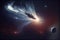 Illustration of a comet streaking through space