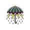 Illustration of Comic style umbrella rainy cloud lighting