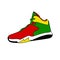 illustration of contemporary sports basketball shoes with an elegant and sporty model, a combination of yellow, red and green
