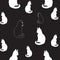 Illustration contour drawing isolated shapes black and white silhouettes of cats in two shades, artistic painting sitting cats