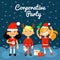 Illustration corporate party, the Fun characters in the New Year, Christmas costumes.