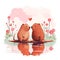 Illustration of a couple of cute capybaras for Valentine's day