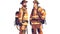 Illustration with couple of firefighters, generative AI.