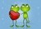 illustration of a couple of frogs with hearts in Valentine day