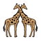 illustration of a couple of giraffes, a mammal with a long and high neck