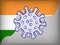Illustration of the Covid-19 pandemic in India. Coronavirus with spikes in a doodle style.