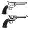 Illustration of cowboy revolver in engraving style. Design element for logo, label, emblem, sign, badge.