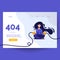 Illustration of creativity 404 page not found error. Woman unplugged electric plug and socket