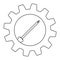 Illustration of crosshead screwdriver in gear. Icon for apps and websites on isolated on white