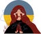 illustration of crying ukrainian woman praying