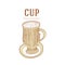 Illustration of a cup in vintage colour style