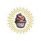 An illustration of a cupcake for bakery industries. good for mural illustration in a bake shop or cafe who sale cupcake.