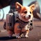 illustration of a cute baby corgi dog ware a space suit