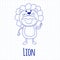 Illustration of cute baby wearing lion costume