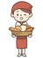 Illustration of a cute bakery woman smiling