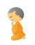 Illustration of Cute Begging young monk cartoon