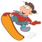 Illustration of Cute Boy Snowboarding. Cartoon Character