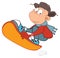 Illustration of Cute Boy Snowboarding. Cartoon Character
