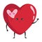 illustration of a cute broken heart with a band-aid. Valentine\\\'s day concept character in love