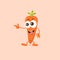 Illustration of cute carrot mascot pointing at something