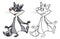 Illustration of a Cute Cartoon Character Raccoon  for you Design and Computer Game. Coloring Book Outline Set