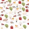 Illustration of cute cartoon farm background vector