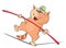 Illustration of a Cute Cat Tightrope Walking. Cartoon Character