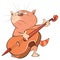 Illustration of a Cute Cat Violinist Jazz Bassist. Cartoon Character