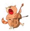 Illustration of a Cute Cat Violinist Jazz Bassist. Cartoon Character