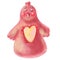 Illustration cute childish style card design element rag handmade chicken bird doll with red heart