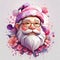 illustration of a cute colorful Santa Claus with fantasy flower splashes. generative AI