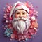 illustration of a cute colorful Santa Claus with fantasy flower splashes. generative AI