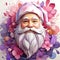 illustration of a cute colorful Santa Claus with fantasy flower splashes. generative AI