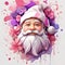 illustration of a cute colorful Santa Claus with fantasy flower splashes. generative AI