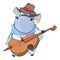 Illustration of a Cute Cow Violinist Jazz Bassist. Cartoon Character